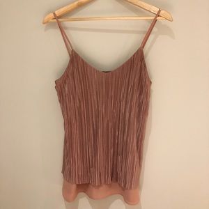 🌻 2/$20 🌻 RW& Co Pleated Foil Cami - Dusty Rose